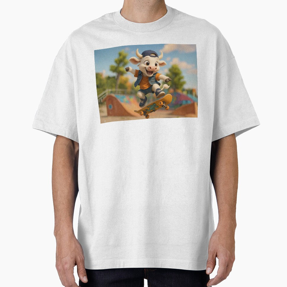 Skater Nelore Cow by Sillytoe - Adult & Kids T-Shirts, Sweatshirts & Hoodies apparel design preview 1