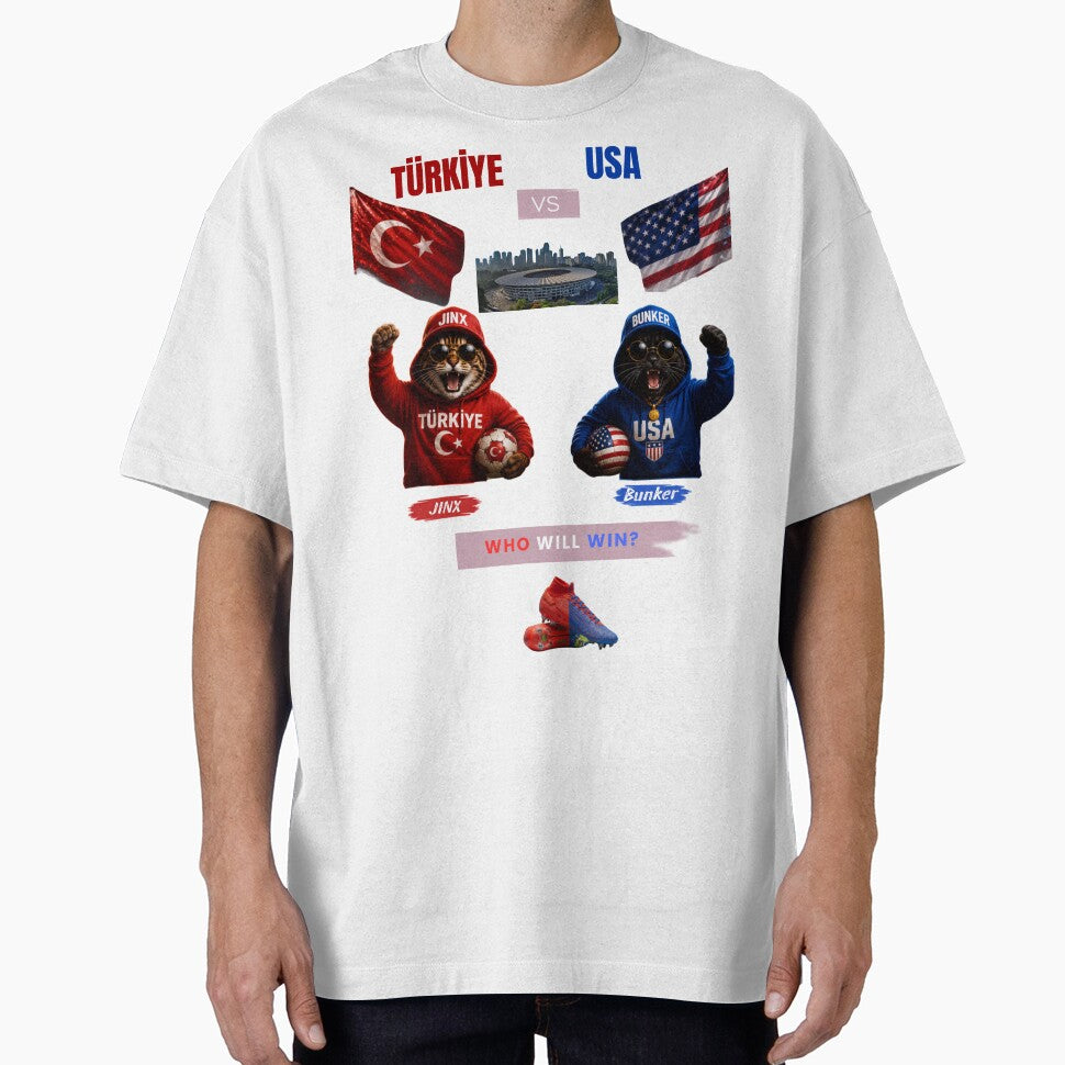 Türkiye vs USA Soccer Match Jinx Bunker by - Adult & Kids T-Shirts, Sweatshirts & Hoodies apparel design preview 1