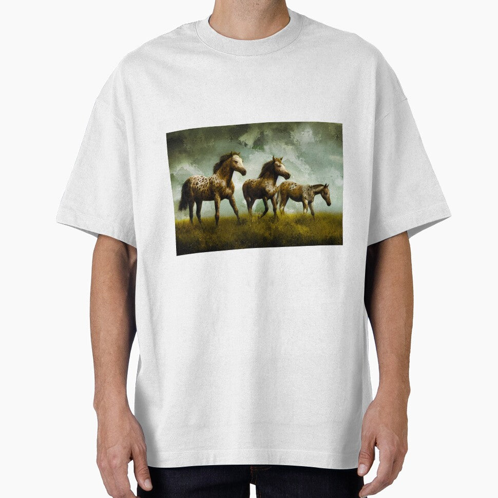A group of appaloosa horses on pasture digital - Adult & Kids T-Shirts, Sweatshirts & Hoodies apparel design preview 1