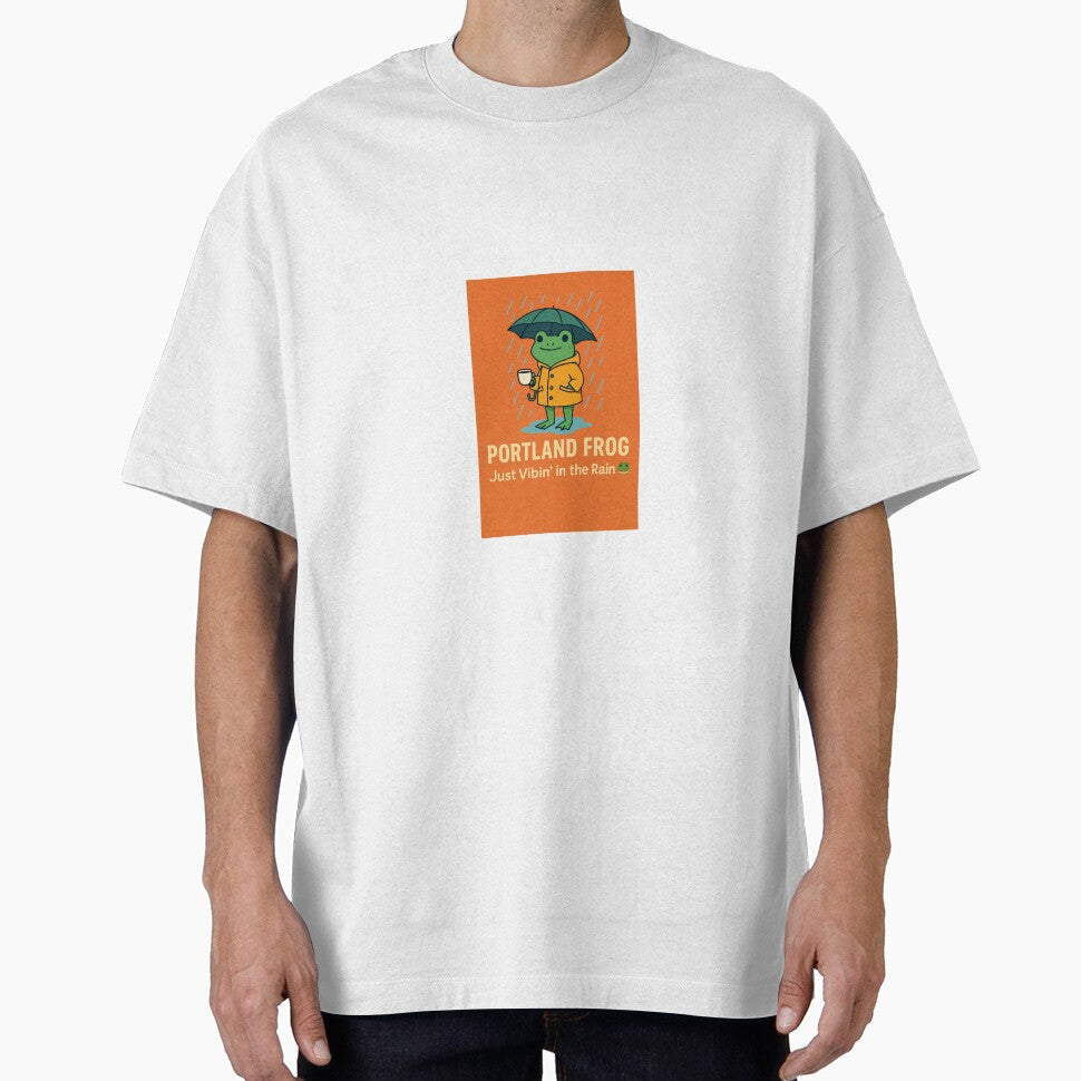 Portland Frog Just Vibin' in the Rain by LoaiArt - Adult & Kids T-Shirts, Sweatshirts & Hoodies apparel design preview 1