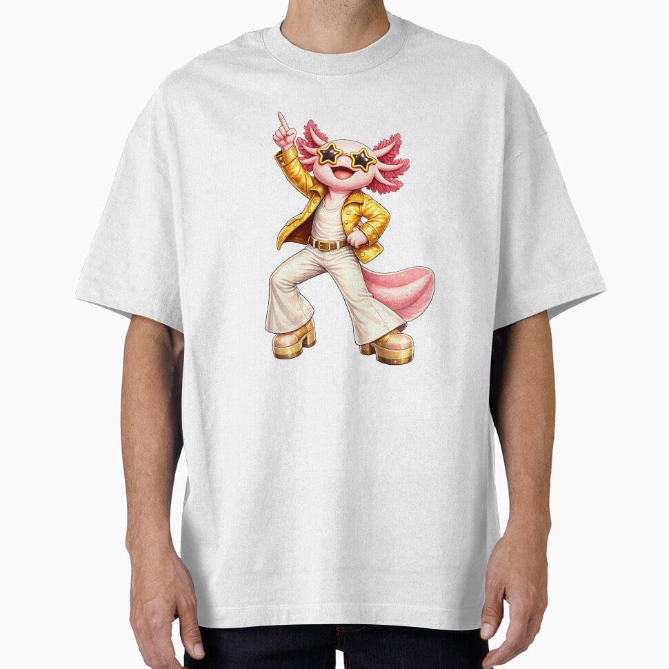 Disco Axolotl Dancing Retro Funk Style by RetroPop23 - Adult & Kids T-Shirts, Sweatshirts & Hoodies apparel design preview 1