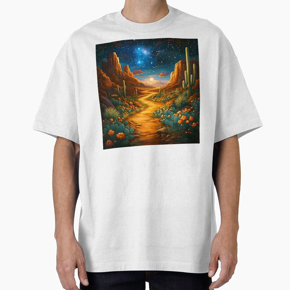 Fantasy Desert Night Scenic Blue Sky And Stars by - Adult & Kids T-Shirts, Sweatshirts & Hoodies apparel design preview 1