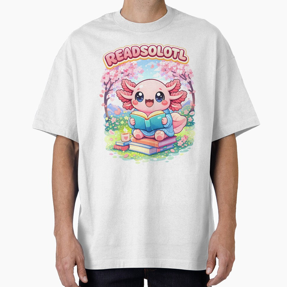READSOLOTL Cute Kawaii Axolotl Spring Reading - Adult & Kids T-Shirts, Sweatshirts & Hoodies apparel design preview 1