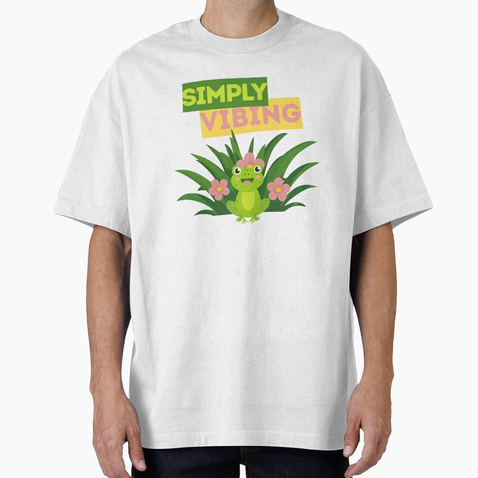 Simply Vibing Cute Kawaii Frog Illustration by - Adult & Kids T-Shirts, Sweatshirts & Hoodies apparel design preview 1