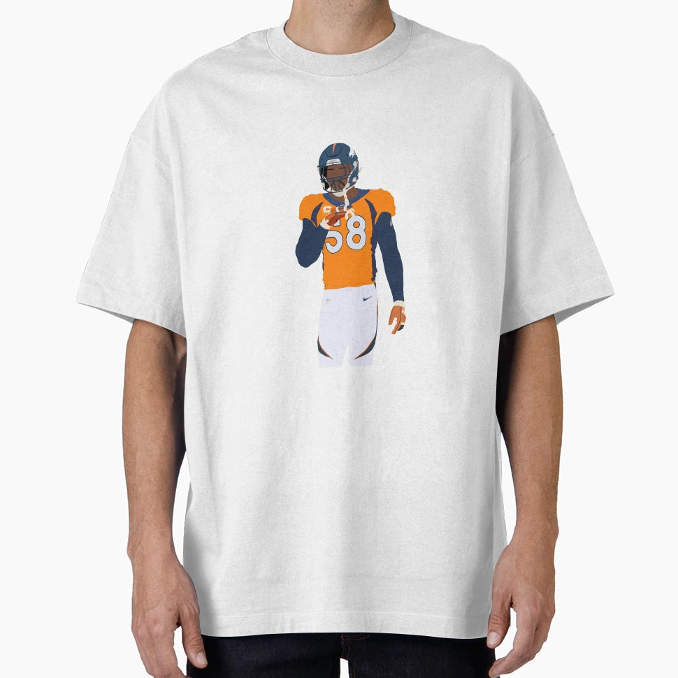 Von Miller Denver Broncos Art T-Shirt - Casual Everyday Wear for Adults - T-Shirt, Sweatshirt, Hoodie
