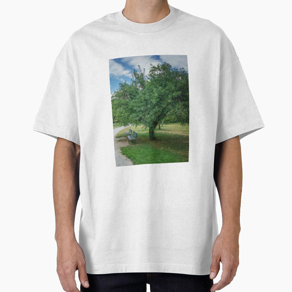 Park Green Tree Grass Sky Relax Bench by - Adult & Kids T-Shirts, Sweatshirts & Hoodies apparel design preview 1
