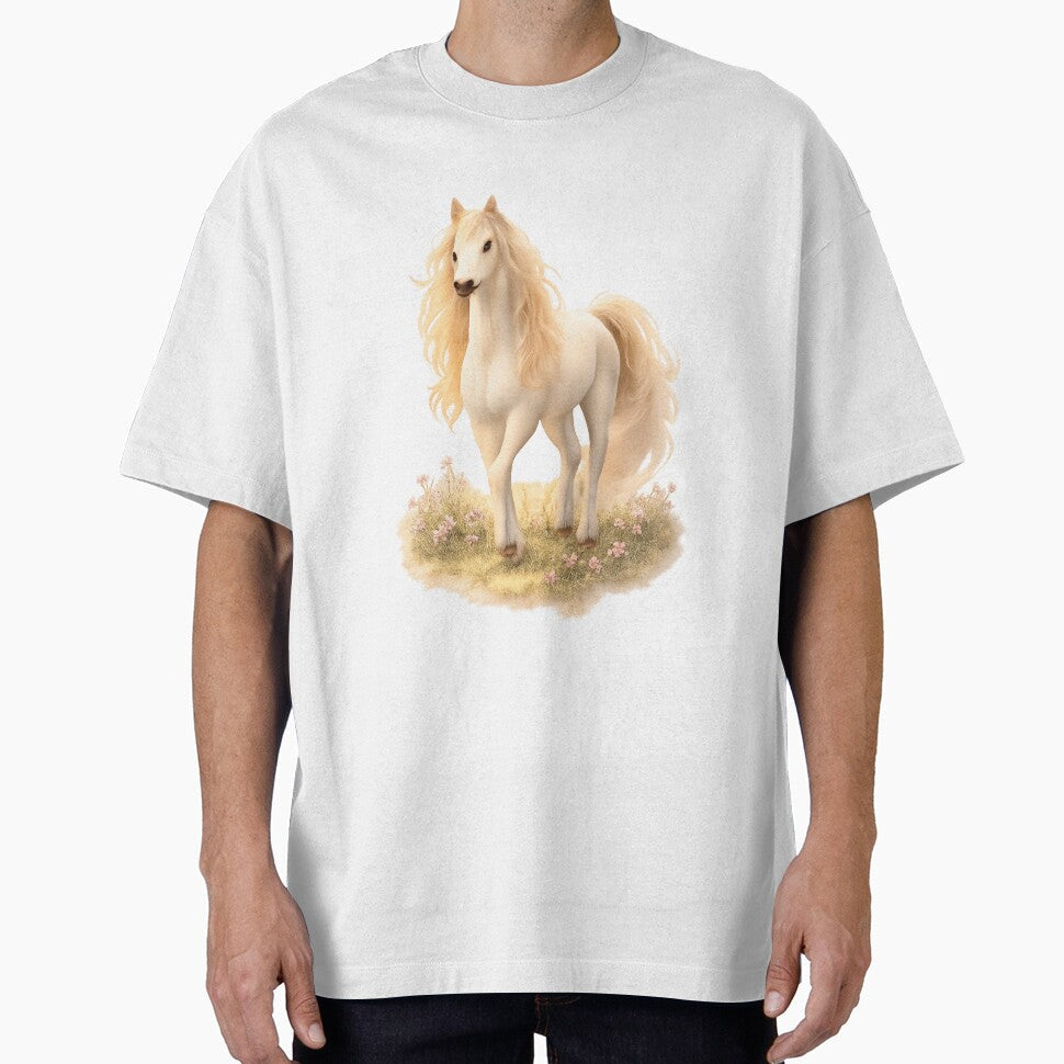 Elegant White Horse Soft Dreamy Art by kimkosovo - Adult & Kids T-Shirts, Sweatshirts & Hoodies apparel design preview 1