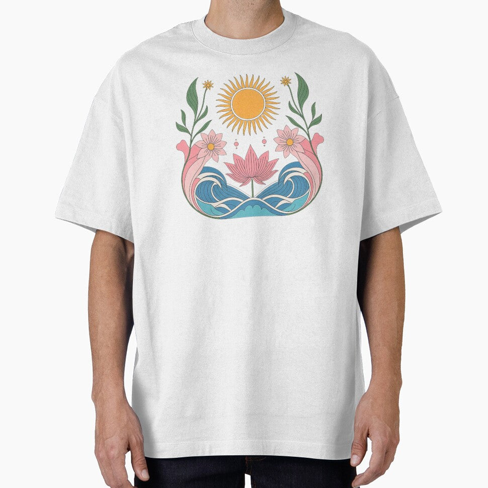 Boho Lotus Ocean Waves by VibrArtco - Adult & Kids T-Shirts, Sweatshirts & Hoodies apparel design preview 1