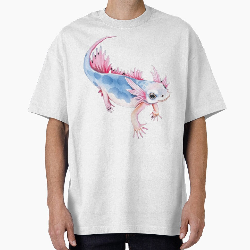Cute Kawaii Blue Axolotl Watercolor Illustration, - Adult & Kids T-Shirts, Sweatshirts & Hoodies apparel design preview 1