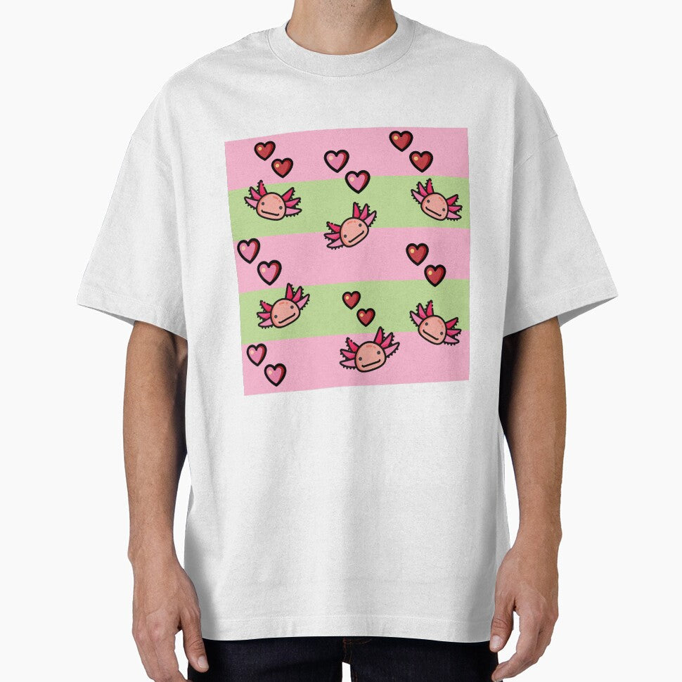 Strawberry Field Axolotl Love Tapestry by wasabileaf - Adult & Kids T-Shirts, Sweatshirts & Hoodies apparel design preview 1