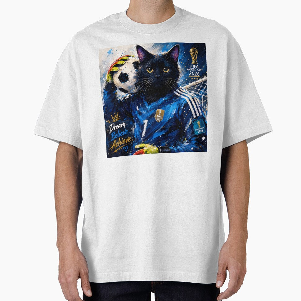 Soccer Goalkeeper Cat Art Cute Black Football - Adult & Kids T-Shirts, Sweatshirts & Hoodies apparel design preview 1