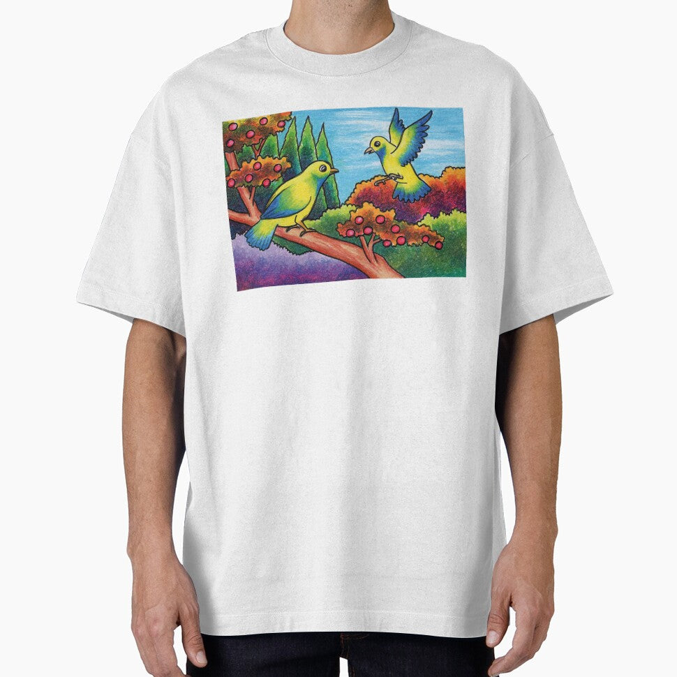 Two birds are chatting on a tree branch by KARYAOKE - Adult & Kids T-Shirts, Sweatshirts & Hoodies apparel design preview 1