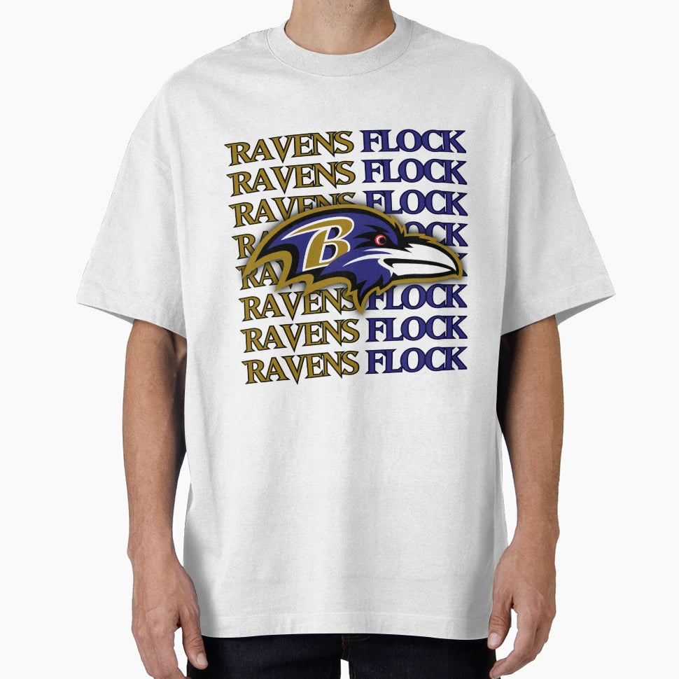 Baltimore Ravens Head Ravens Flock T-Shirt - Trendy Graphic for Adults - T-Shirt, Sweatshirt, Hoodie