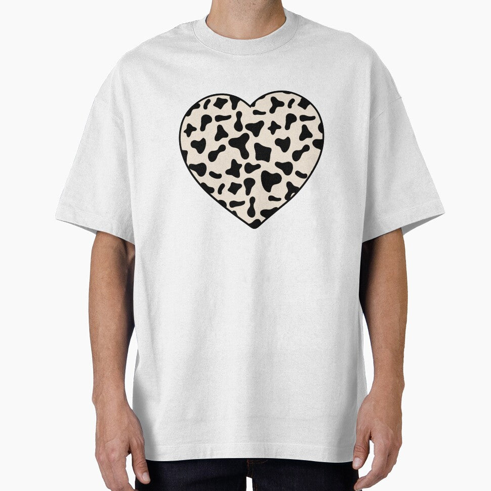 Black Cow Pattern on Cream Cowhide Skin Heart by - Adult & Kids T-Shirts, Sweatshirts & Hoodies apparel design preview 1