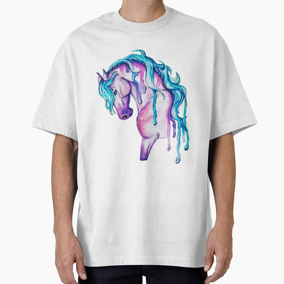 Watercolor Pink and Blue Horse by Lady-Lilac - Adult & Kids T-Shirts, Sweatshirts & Hoodies apparel design preview 1
