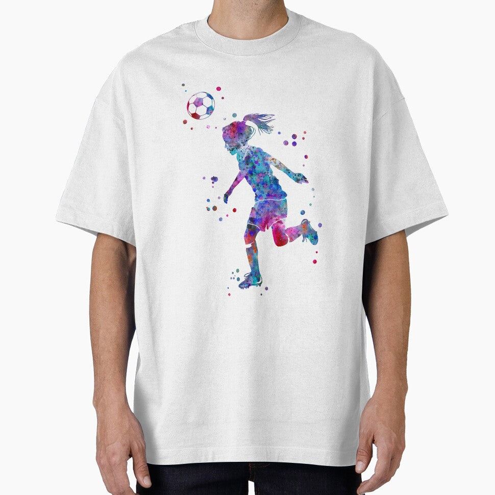 Soccer Player Little Girl Heading the Ball by - Adult & Kids T-Shirts, Sweatshirts & Hoodies apparel design preview 1