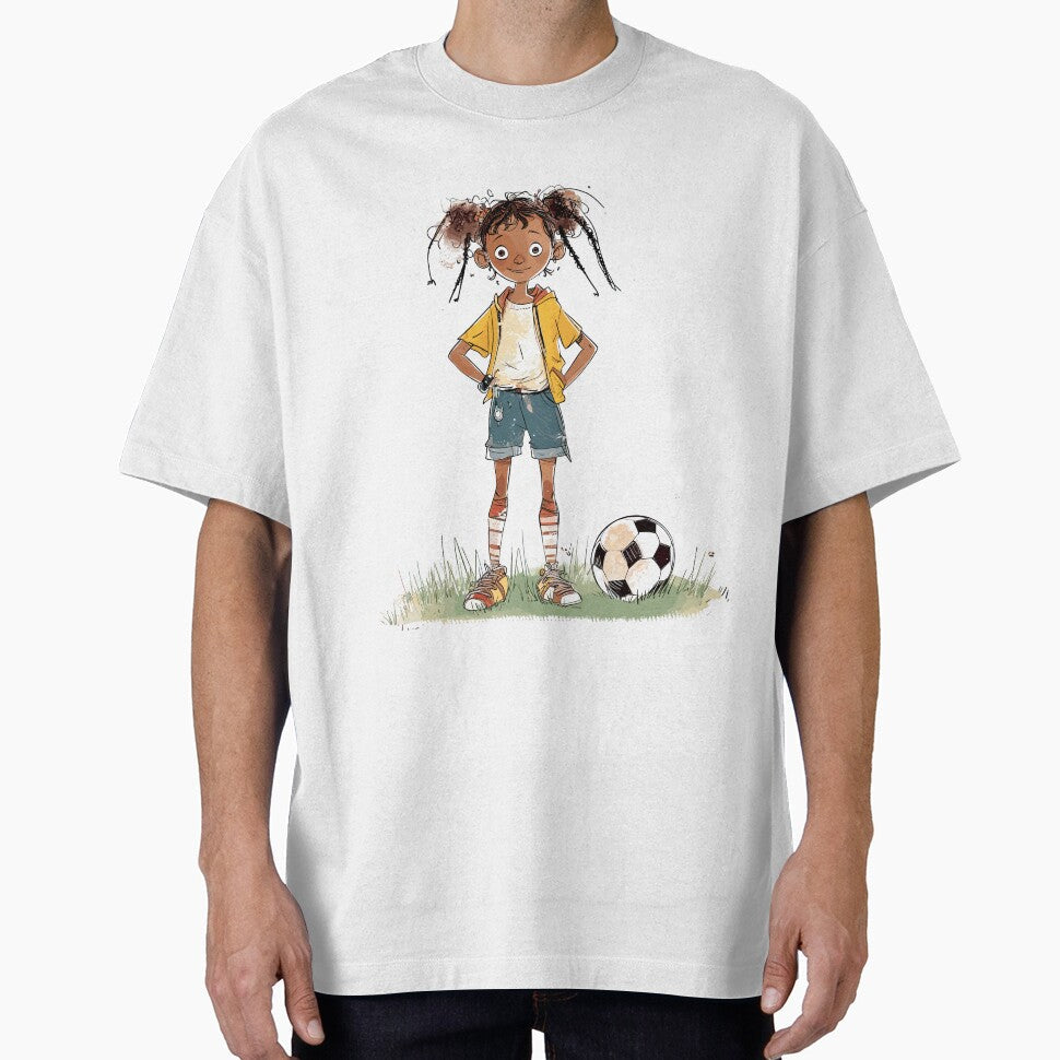 Little Girl Playing Soccer by Liededrom. - Adult & Kids T-Shirts, Sweatshirts & Hoodies apparel design preview 1