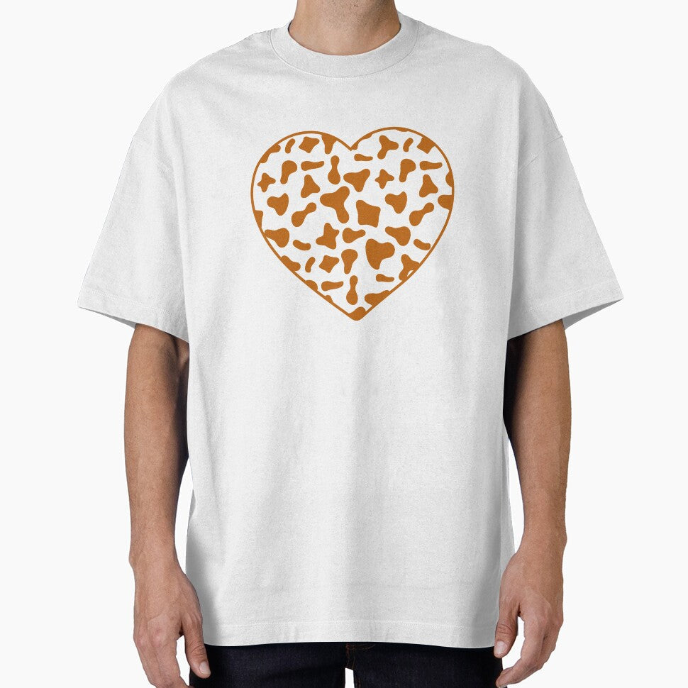 Caramel Cow Pattern on White Cowhide Skin Heart by - Adult & Kids T-Shirts, Sweatshirts & Hoodies apparel design preview 1