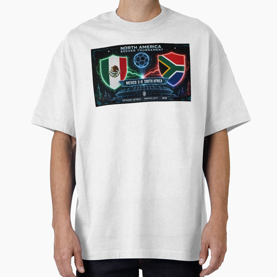 Mexico Vs South Africa Soccer Match Neon T-Shirt - Custom Art Print Unisex - T-Shirt, Sweatshirt, Hoodie