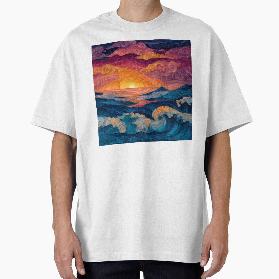 Dreamy Ocean Sunset by DreamyPixelsArt - Adult & Kids T-Shirts, Sweatshirts & Hoodies apparel design preview 1