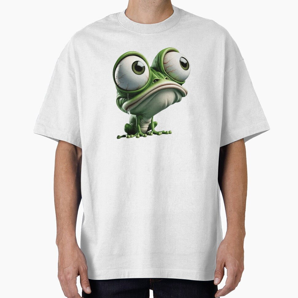 Funny Big Eyed Frog Cartoon Cute Sad Amphibian - Adult & Kids T-Shirts, Sweatshirts & Hoodies apparel design preview 1
