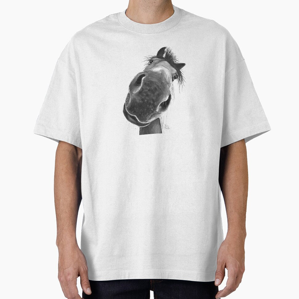HaPPY HoRSe PRiNT BuRT B&W BY SHiRLeY MacARTHuR Art - Adult & Kids T-Shirts, Sweatshirts & Hoodies apparel design preview 1