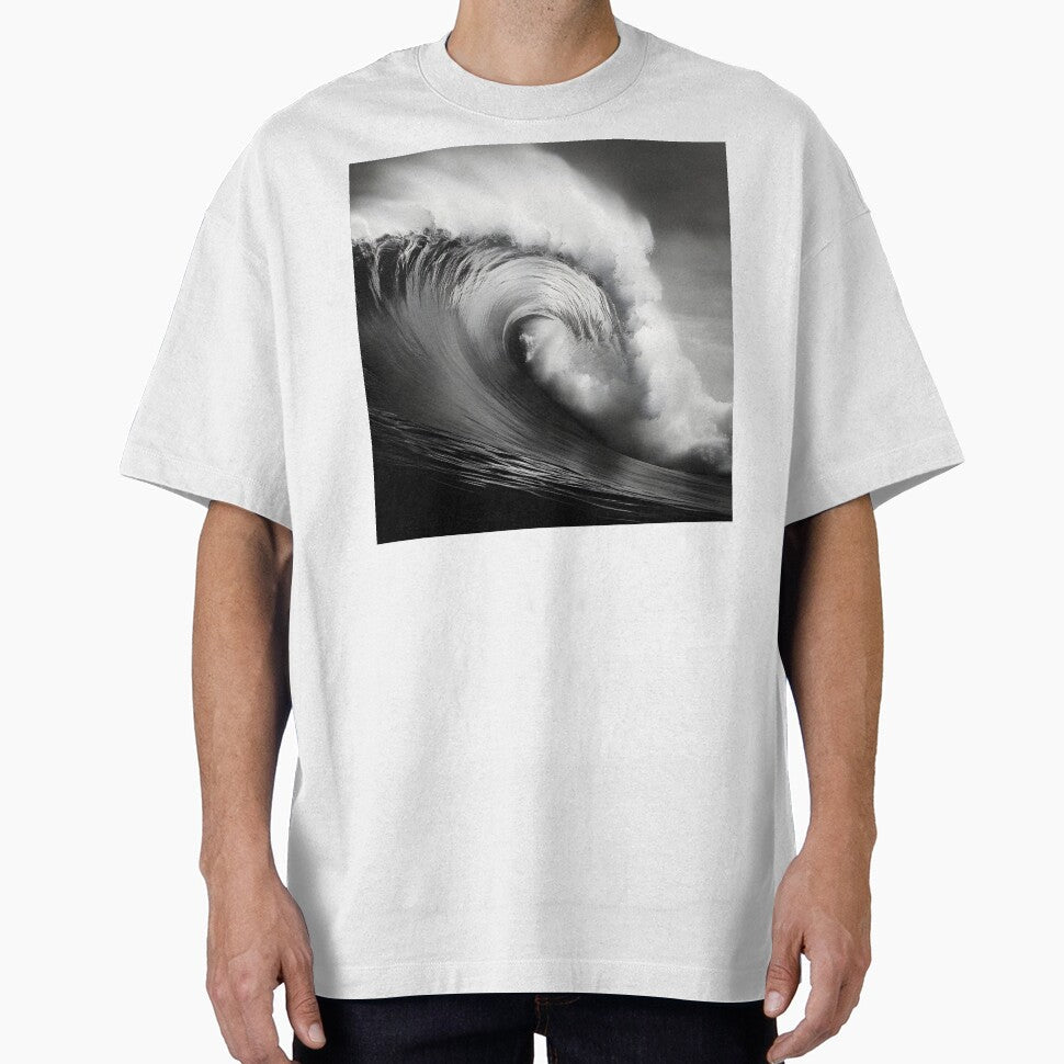 Black and white ocean wave breaking by dcrc - Adult & Kids T-Shirts, Sweatshirts & Hoodies apparel design preview 1