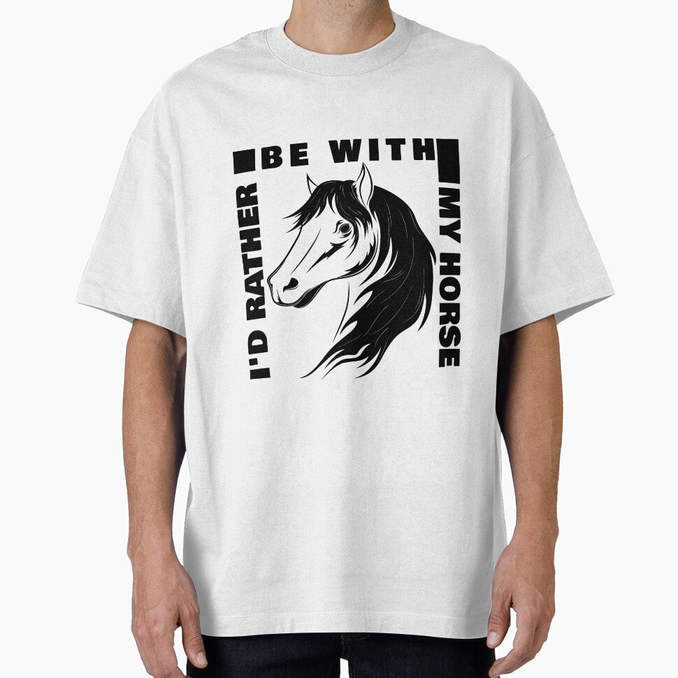 I'd Rather Be With My Horse by Laidart - Adult & Kids T-Shirts, Sweatshirts & Hoodies apparel design preview 1