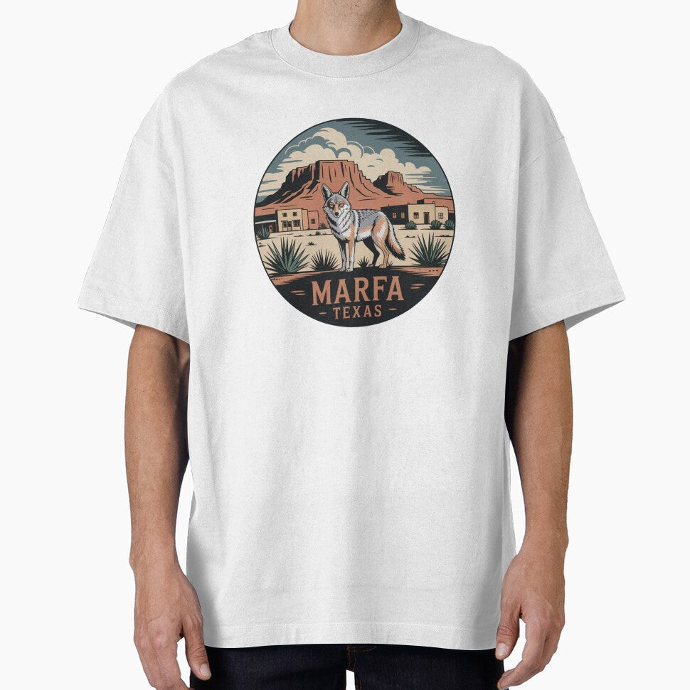 Marfa Texas Coyote: Southwestern Desert by - Adult & Kids T-Shirts, Sweatshirts & Hoodies apparel design preview 1