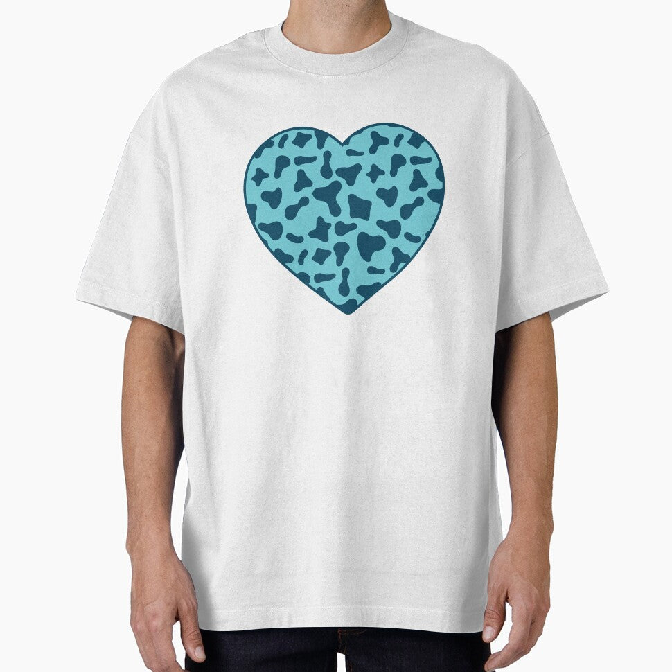 Royal Blue Cow Pattern on Light Cowhide Skin Heart by - Adult & Kids T-Shirts, Sweatshirts & Hoodies apparel design preview 1