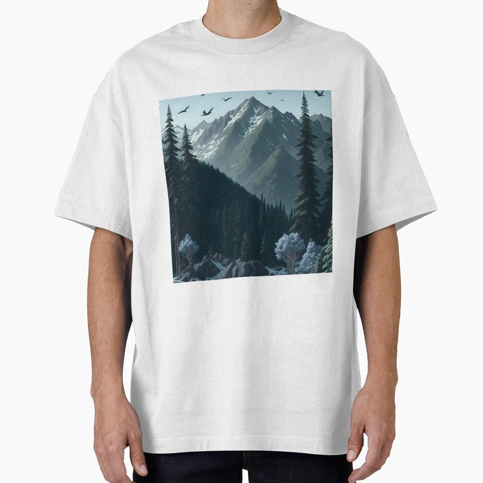 "Mountain Majesty: Artwork Pattern with Cool Grays, - Adult & Kids T-Shirts, Sweatshirts & Hoodies apparel design preview 1
