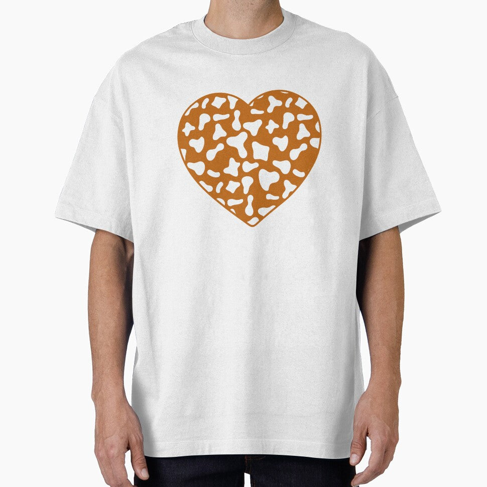 White Cow Pattern on Caramel Cowhide Skin Heart by - Adult & Kids T-Shirts, Sweatshirts & Hoodies apparel design preview 1