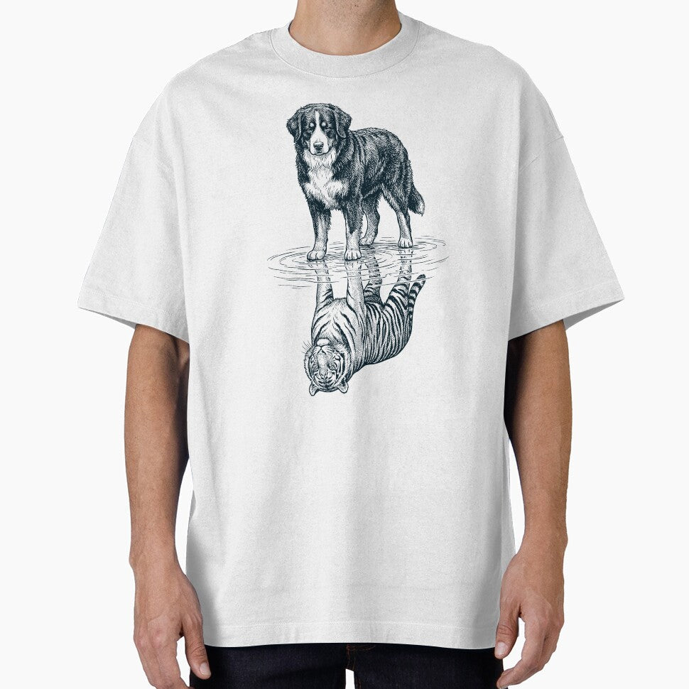 Vintage Bernese Mountain Dog Reflection Tiger Lover - Adult & Kids T-Shirts, Sweatshirts & Hoodies apparel design preview 1