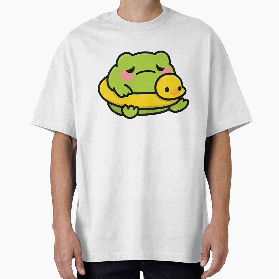 Moody Frog with Duck Floatie Kawaii Animal - Adult & Kids T-Shirts, Sweatshirts & Hoodies apparel design preview 1