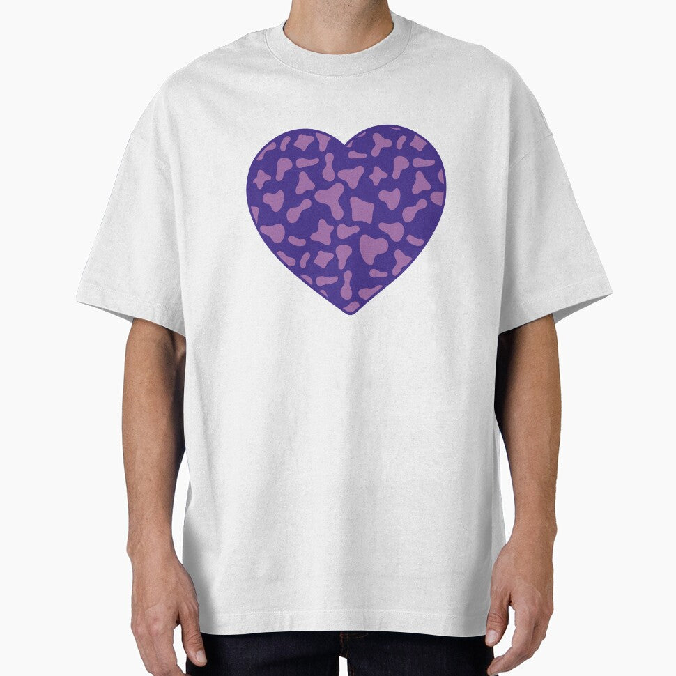 Violet Cow Pattern on Purple Cowhide Skin Heart by - Adult & Kids T-Shirts, Sweatshirts & Hoodies apparel design preview 1