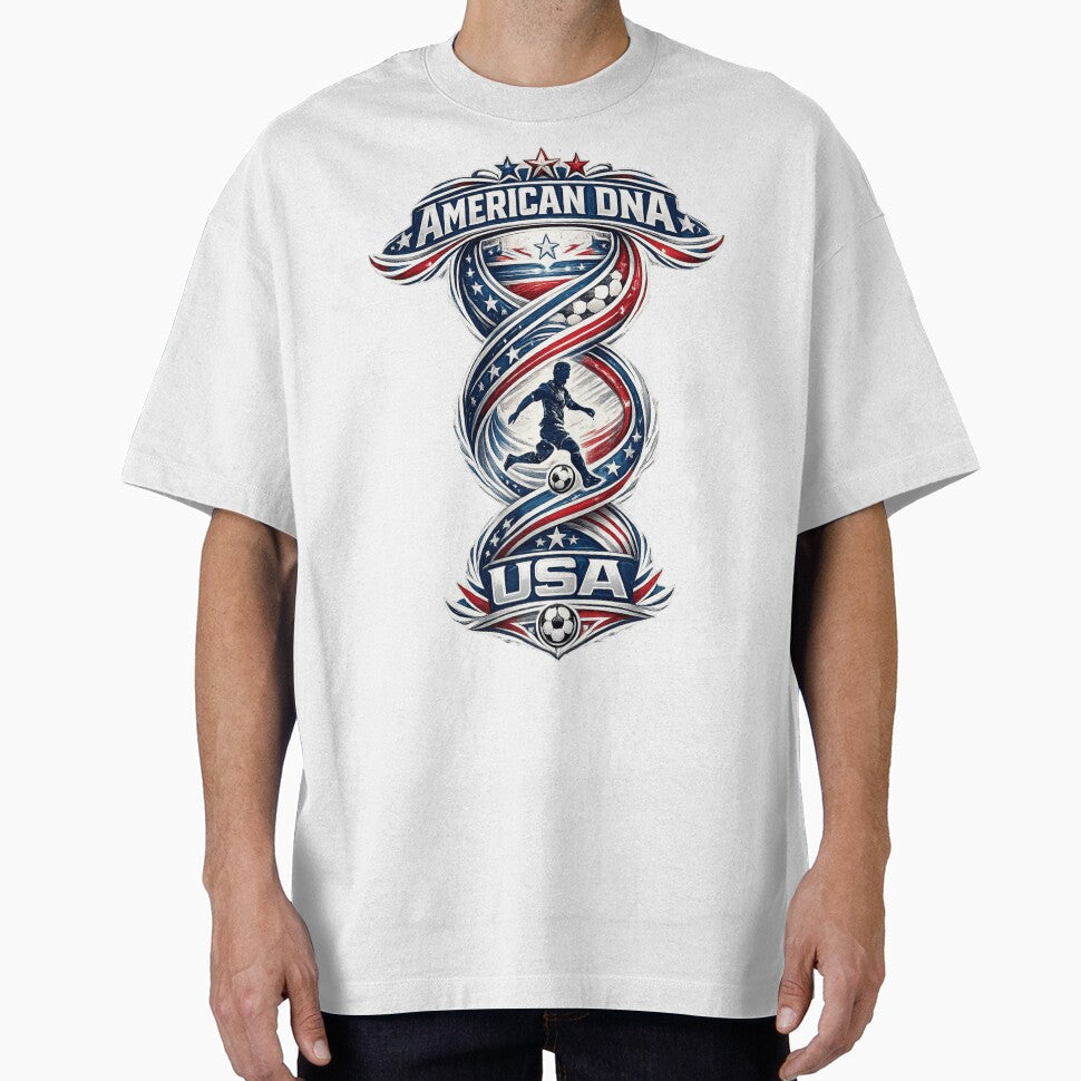 American DNA Football USA Soccer Fan Design by Atlas - Adult & Kids T-Shirts, Sweatshirts & Hoodies apparel design preview 1