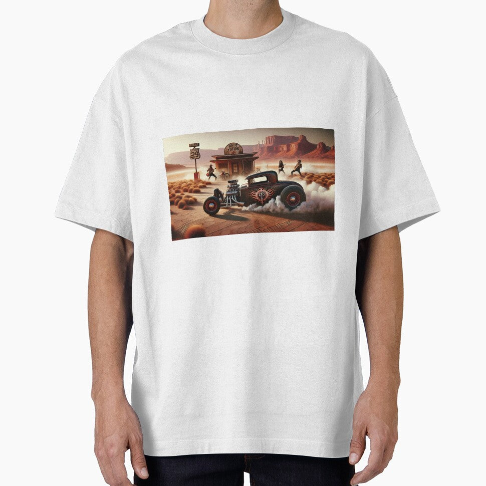 Desert Hot Rod Print by Random Designs - Adult & Kids T-Shirts, Sweatshirts & Hoodies apparel design preview 1
