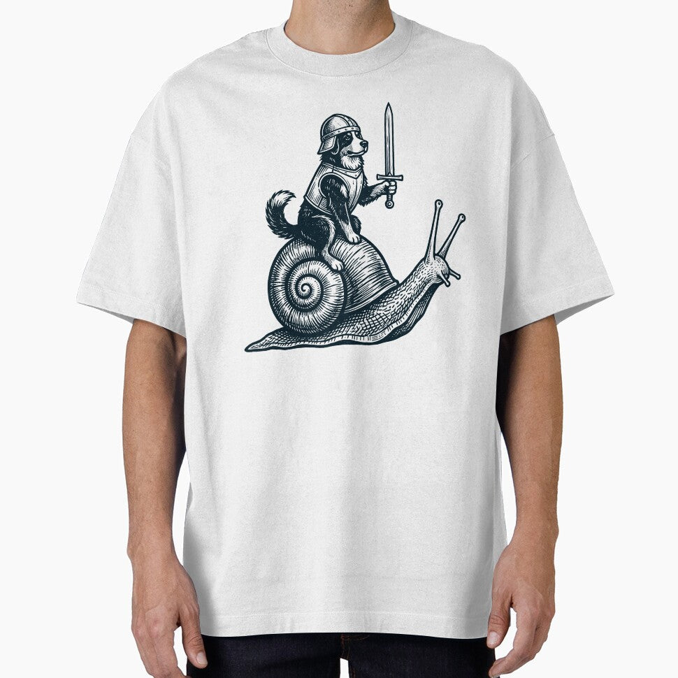 Vinatge Bernese Mountain Dog Riding Snail Medieval - Adult & Kids T-Shirts, Sweatshirts & Hoodies apparel design preview 1