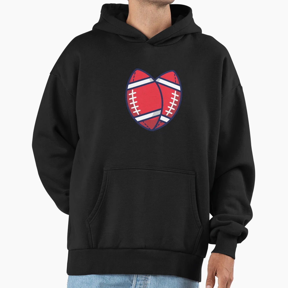 American Football Sports Love Heart Hoodie - Trendy Graphic for Adults - T-Shirt, Sweatshirt, Hoodie