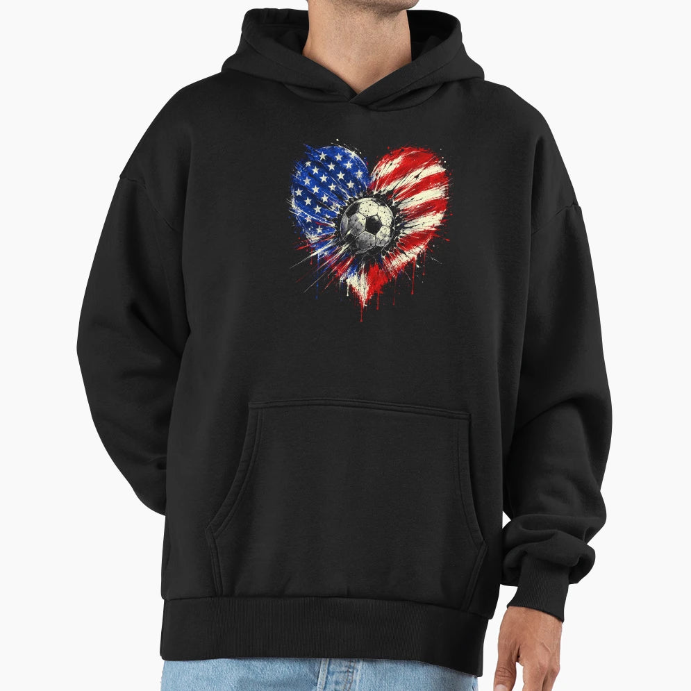 Patriotic Soccer 4Th July Usa Hoodie - Casual Everyday Wear Unisex - T-Shirt, Sweatshirt, Hoodie