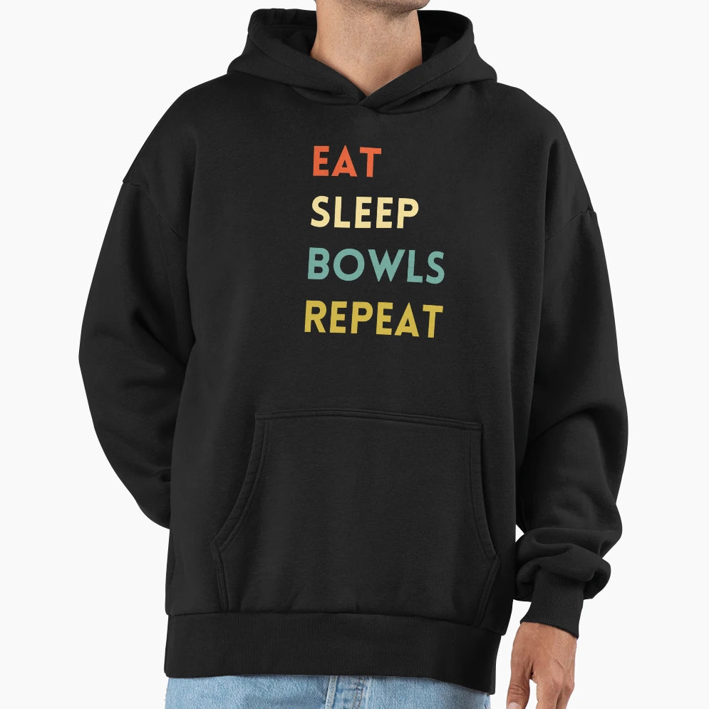 Lawn Bowls Eat Sleep Bowls Repeat Hoodie - Unique Graphic for Adults - T-Shirt, Sweatshirt, Hoodie