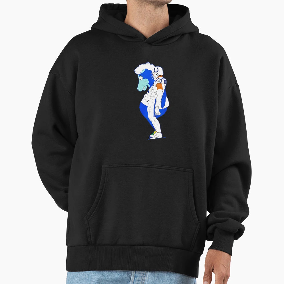 JT Colts Football And Blue Mascot Mem Hoodie - Streetwear Style Men Women - T-Shirt, Sweatshirt, Hoodie