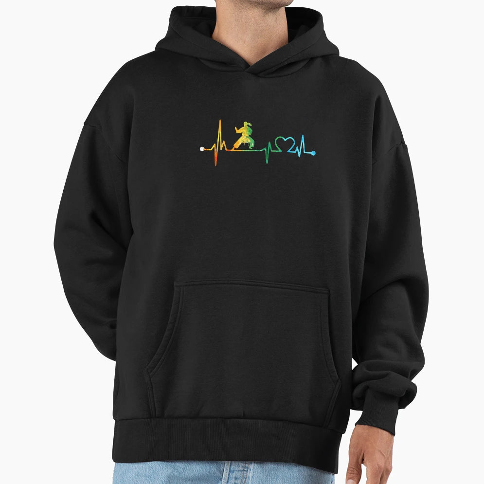 Karate Heartbeat Watercolor Hoodie - Minimalist Print for Adults - T-Shirt, Sweatshirt, Hoodie