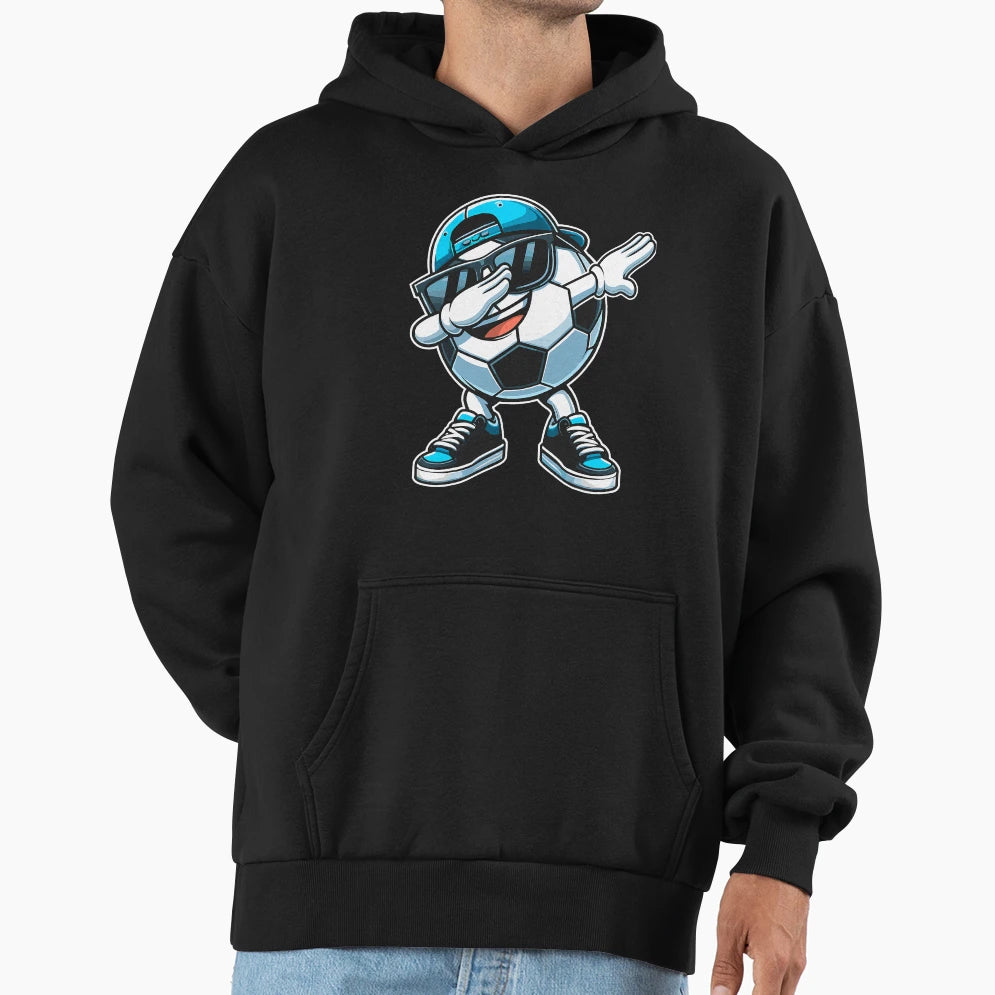 Dabbing Soccer Ball Player Hoodie - Unique Graphic Men Women - T-Shirt, Sweatshirt, Hoodie