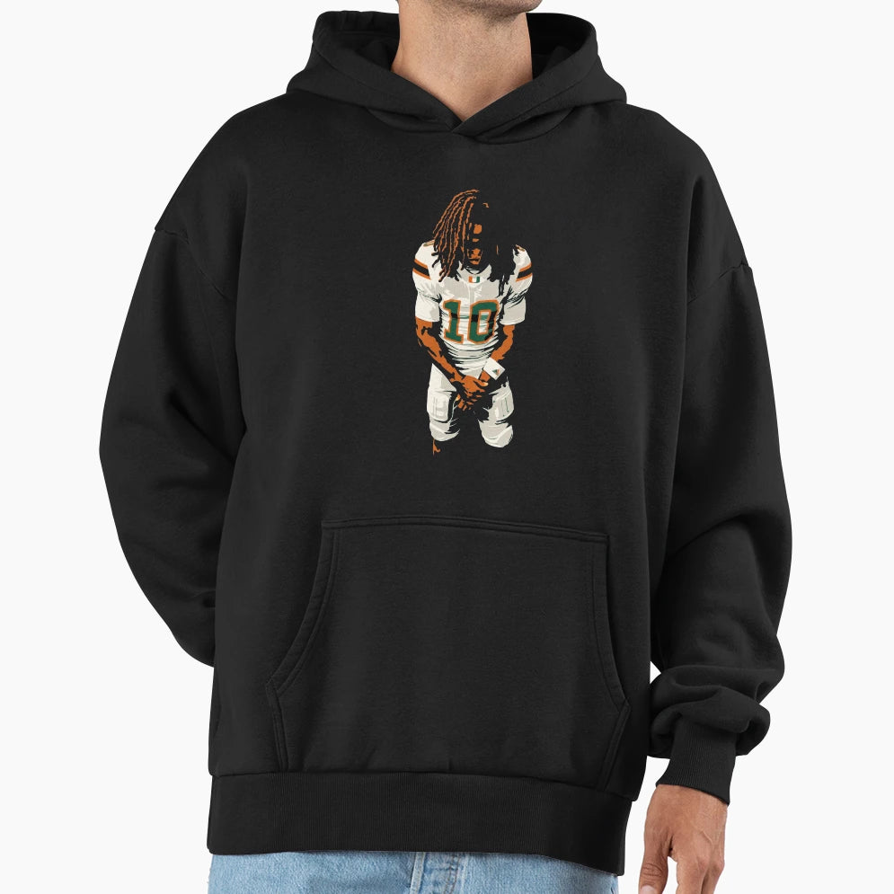 Malachi Toney Miami Hurricanes 10 Hoodie - Novelty Apparel for Adults - T-Shirt, Sweatshirt, Hoodie