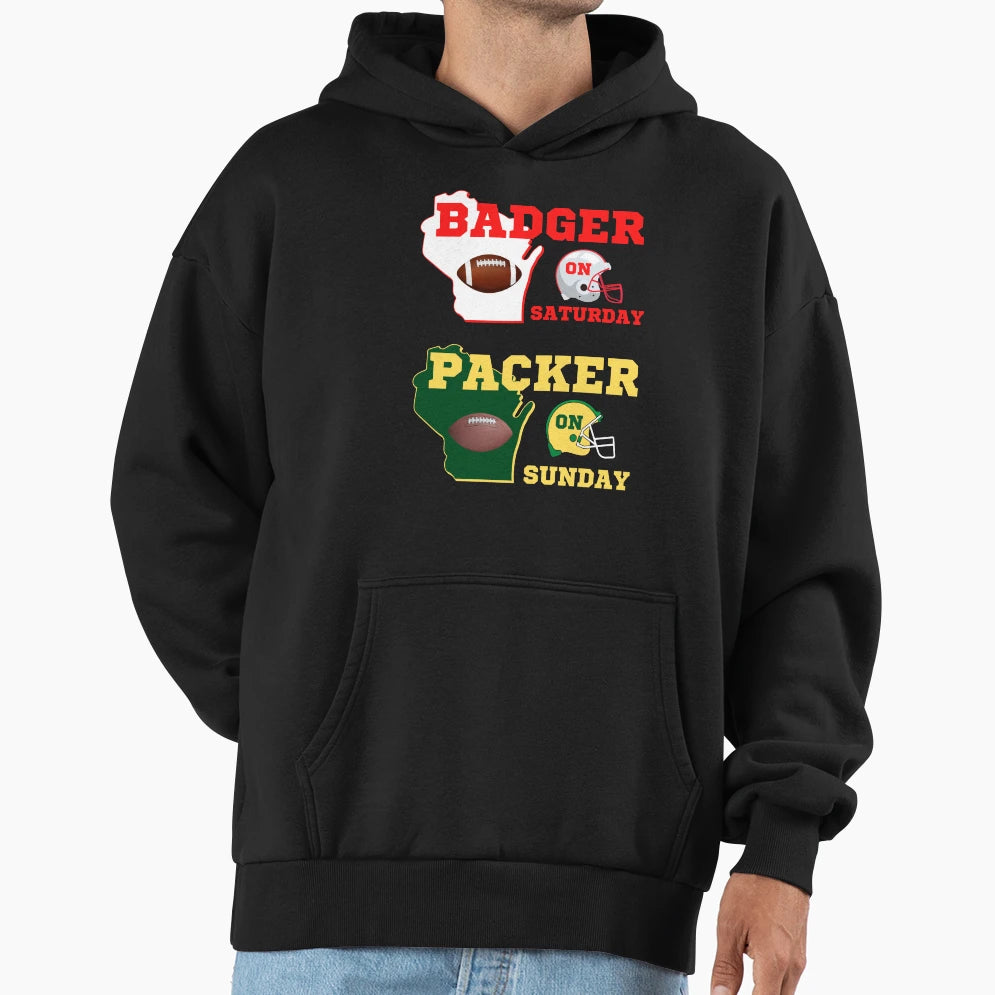 Badger Saturday Packer Sunday Hoodie - Graphic Print Unisex - T-Shirt, Sweatshirt, Hoodie