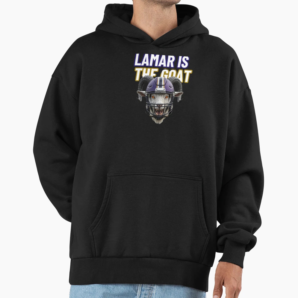 Lamar Is Goat Ravens Qb Legendary Fan Art Hoodie - Novelty Apparel Unisex - T-Shirt, Sweatshirt, Hoodie