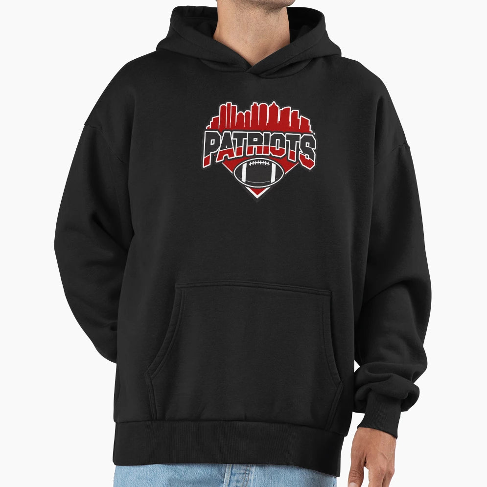 Patriots Football Skyline Football Hoodie - Minimalist Print for Adults - T-Shirt, Sweatshirt, Hoodie