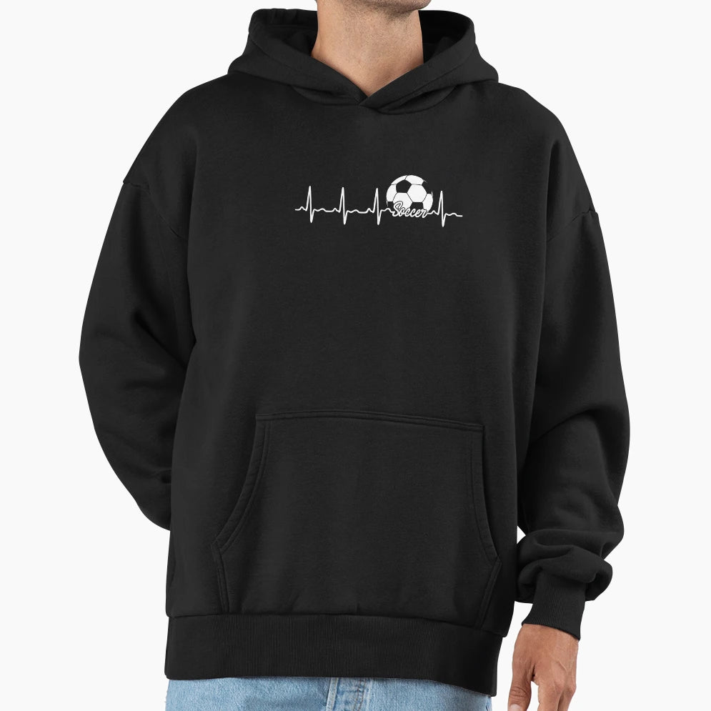 Soccer Heartbeat Hoodie - Aesthetic Graphic Unisex - T-Shirt, Sweatshirt, Hoodie