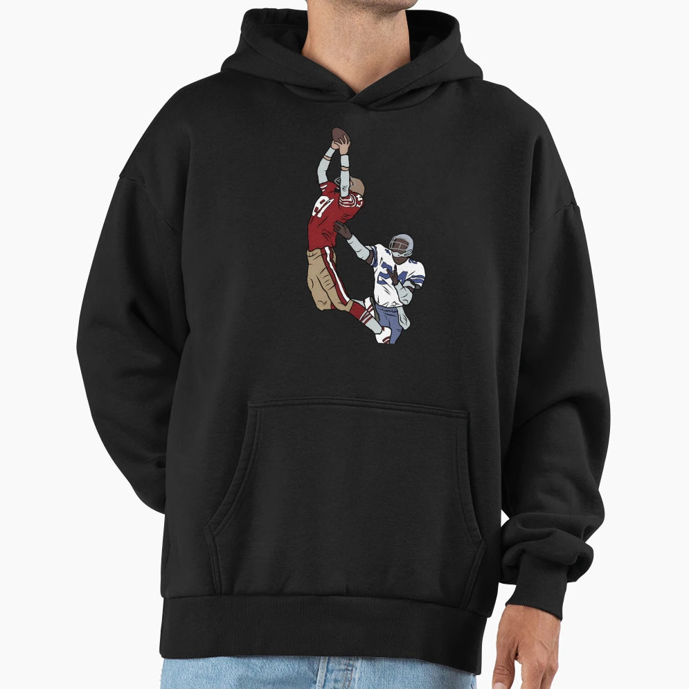 Dwight Clark Catch Hoodie - Unique Graphic for Adults - T-Shirt, Sweatshirt, Hoodie